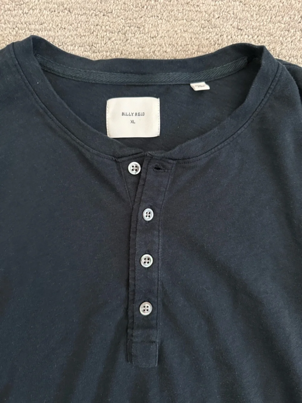 Men’s Billy Reid Black Long-Sleeve Henley Shirt